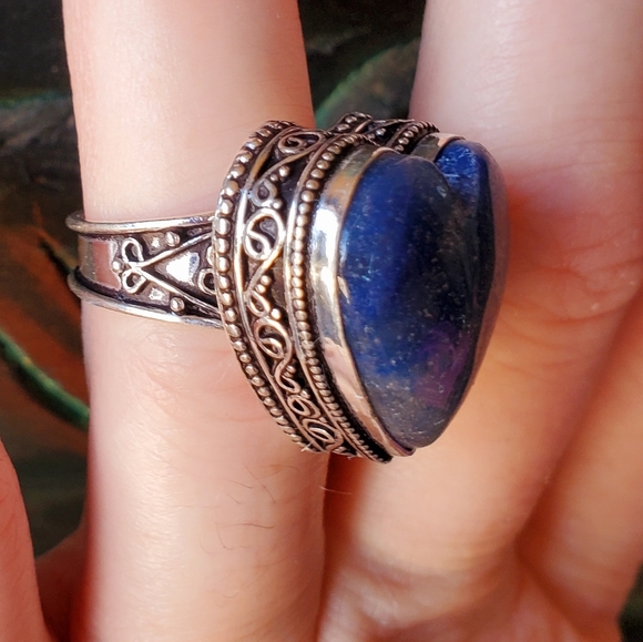New Heart Shaped Lapis Lazuli 925 Silver Ring. - Picture 6 of 16